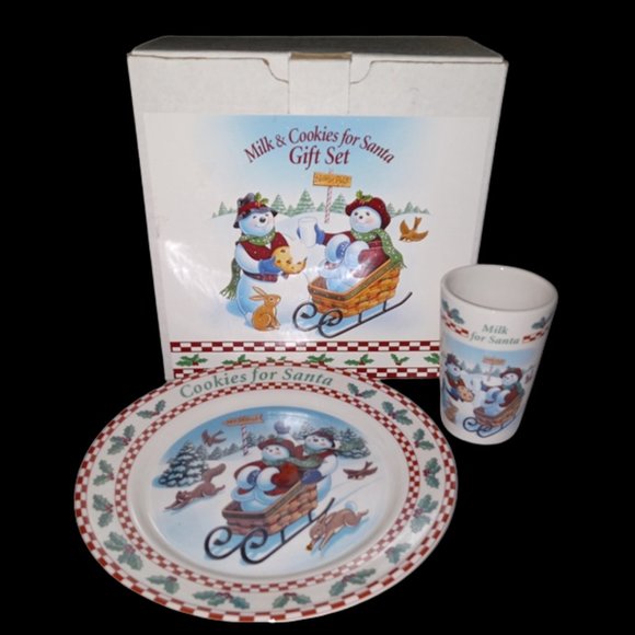 Longaberger Christmas “Milk & Cookies for Santa” gift set 1998 Vintage New